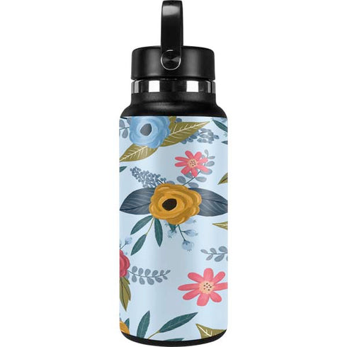 Blue Fall Flowers Hydro Flask 32oz Wide Mouth Skin